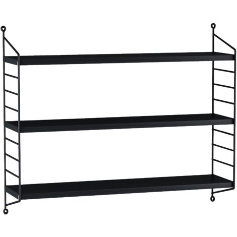 Estante de pared con 3 niveles modulares 50 x 60 x 15 cm negro 030007058 (1/3)