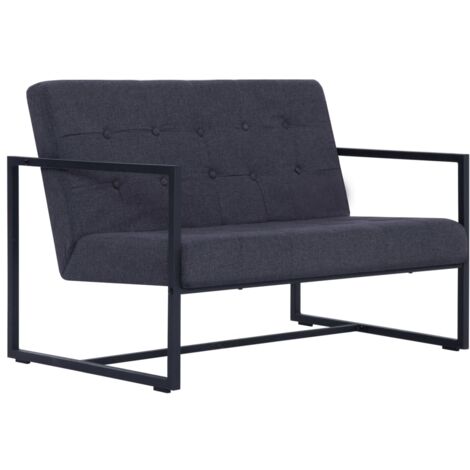Sofá de 2 plazas con reposabrazos de acero y tela gris oscuro 020020211 (1/5)