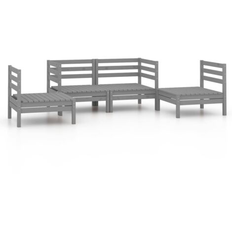 Muebles de jardín muebles de exterior juego de muebles 4 piezas madera maciza de pino gris 020016254 (1/5)