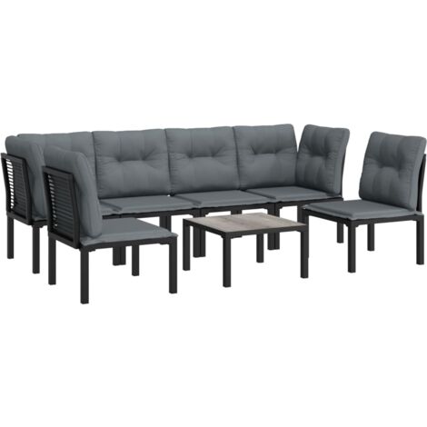 Muebles de jardín muebles de exterior conjunto de muebles 7 piezas resina tejida negra y gris 020017450 (1/5)