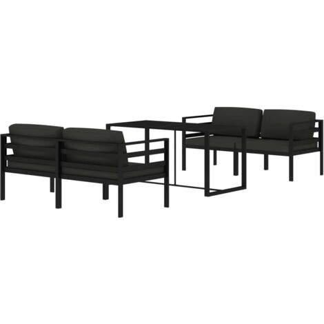 Muebles de jardín Muebles de exterior Juego de muebles de 5 piezas con cojines de aluminio antracita 020016297 (1/4)