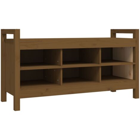 Banco de entrada marrón miel 110 x 40 x 60 cm madera maciza de pino 020010945 (1/5)