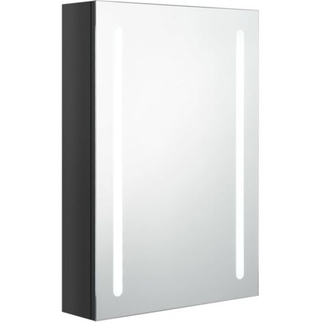 Mueble de baño con espejo LED 50 x 13 x 70 cm negro brillante 020006614 (1/5)