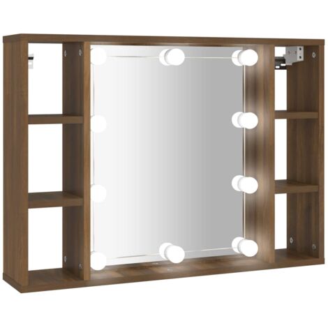 Armario con espejo con LED roble 76 x 15 x 55 cm marrón 020006667 (1/5)