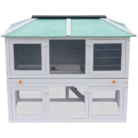 Jaula doble para animales 130 x 68 x 105 cm madera verde blanco 020000571