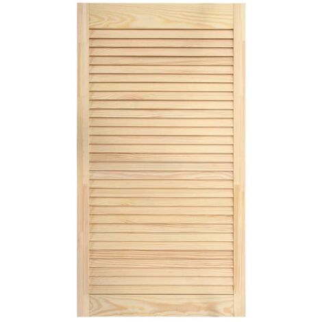 Puerta con persiana de madera maciza de pino, puerta de armario, estante, revestimiento de puerta para armario, armario, pantalla de armario, 99,3x39,4cm (1/5)