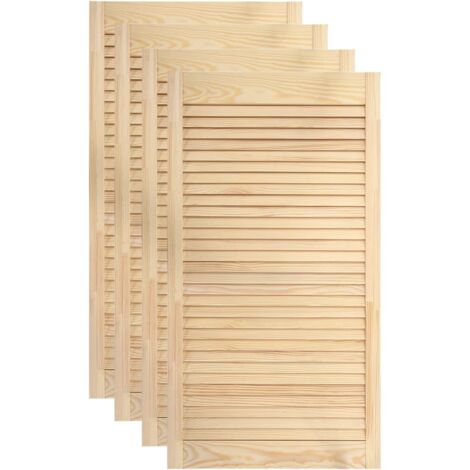 Juego de 4 Puertas de Persianas Puertas de Gabinete Puertas de Estante Revestimiento para Armario Armario Armario 99,3x39,4cm Madera de Pino Maciza (1/5)