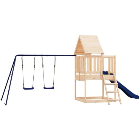 Zona de juegos al aire libre con columpios tobogán y estructuras de escalada resistentes juegos de jardín 564 x 235 x 228 cm madera maciza de pino 020004891 (1/5)