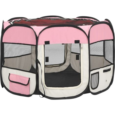 Parque para perros plegable con bolsa de transporte rosa 90 x 90 x 58 cm 020001735 (1/5)