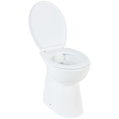 Inodoro alto sin borde con taza de cierre suave, asiento de inodoro, baño, interior de casa, 7 cm, cerámica, blanco 020003564