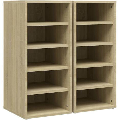 Zapateros zapatero mueble de almacenamiento entrada pasillo salón juego de 2 madera contrachapada marrón sonoma 020022130 (1/5)