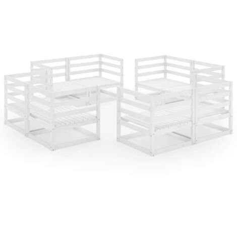 Muebles de jardín muebles de exterior juego de muebles 8 piezas madera maciza de pino blanco 020017788 (1/5)
