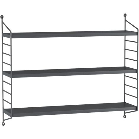 Estante de pared con 3 niveles modulares 50 x 60 x 15 cm gris oscuro 030007055 (1/4)