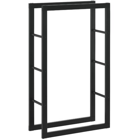 Leñero para uso en interiores y exteriores soporte para leña de diseño soporte para almacenamiento de leña de acero 60 x 25 x 100 cm negro 030006300 (1/5)