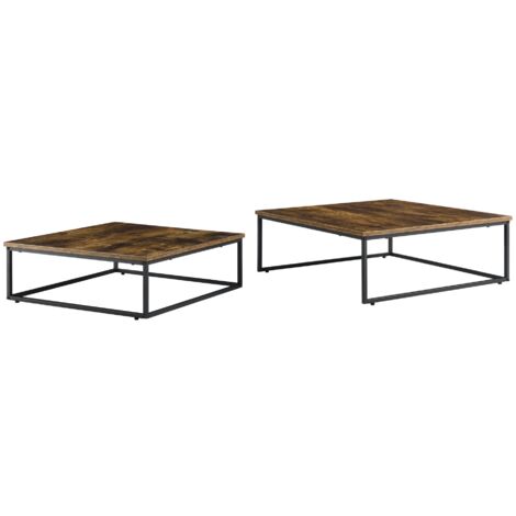 Juego de 2 mesas de centro nido cuadradas Haninge con efecto madera oscura 030008529