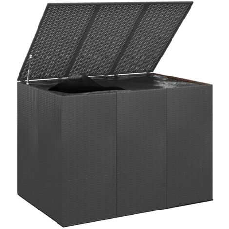 Caja para cojines caja de almacenamiento para jardín resina tejida 145 x 100 x 103 cm negro 020013163 (1/5)