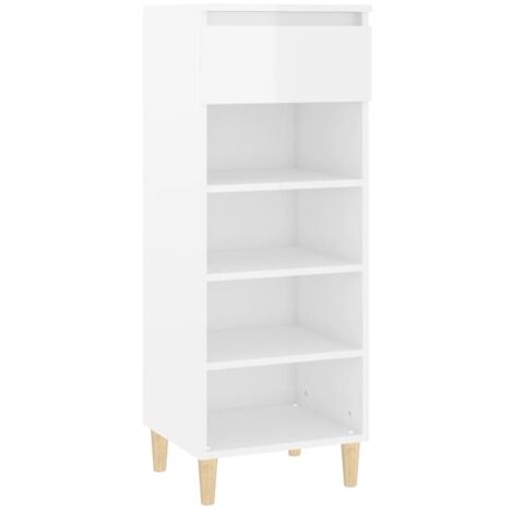 Zapatero zapatero mueble de almacenaje entrada pasillo salón brillante 40 x 36 x 105 cm madera contrachapada blanca 020021516 (1/5)
