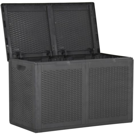 Caja de almacenamiento para jardín de ratán negro de 180 litros 020013017 (1/5)