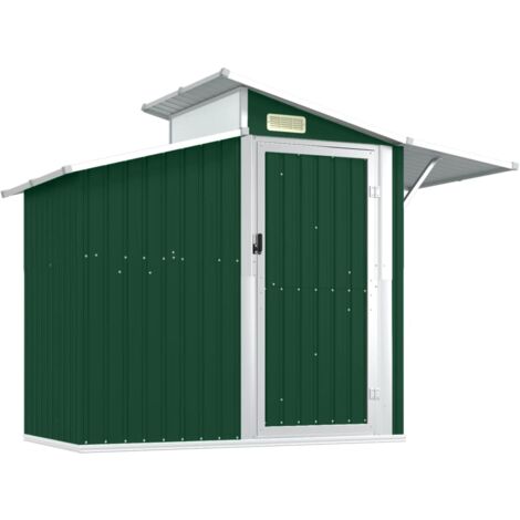 Caseta de jardín, caseta tipo cabaña, caseta de almacenamiento para casa, caseta para exterior, herramientas resistentes, 270 x 130 x 208,5 cm, acero galvanizado, verde (1/5)