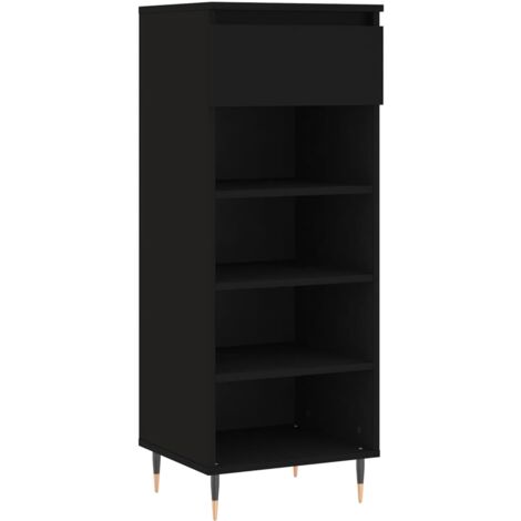 Zapatero zapatero mueble de almacenaje entrada pasillo salón 40 x 36 x 105 cm madera contrachapada negra 020021971 (1/5)