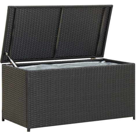 Baúl para almacenamiento de muebles de jardín de resina tejida 100 x 50 x 50 cm negro 020013118