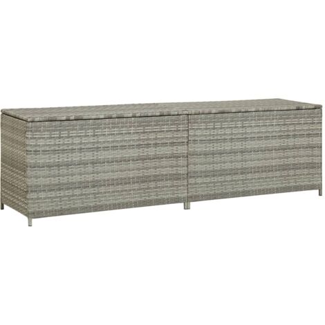 Baúl para almacenamiento de muebles de jardín de resina tejida 200 x 50 x 60 cm gris 020013122