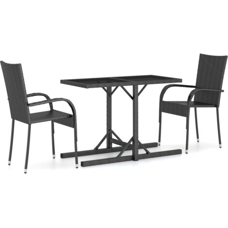 Juego de comedor de jardín muebles de exterior 3 piezas negro 020013673 (1/5)