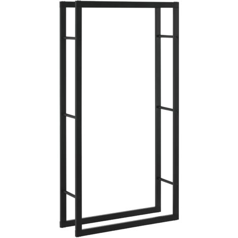 Estante para leña para uso en interiores y exteriores soporte para leña de diseño soporte para almacenamiento de leña de acero 80 x 25 x 150 cm negro 030006303 (1/5)