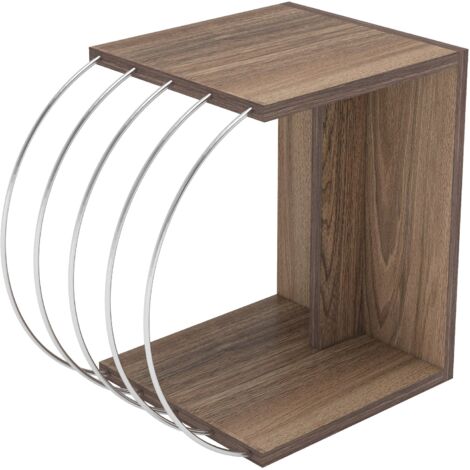 Mesa auxiliar 46 x 30 x 42 cm efecto nogal cromado 030008661 (1/4)