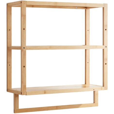 Estantería de pared de bambú para baño 59 x 52 x 21 cm color natural 030007025 (1/4)