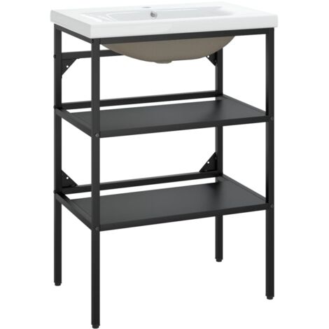 Estructura de lavabo para baño 59 x 38 x 83 cm lavabo empotrado de hierro negro 020006782