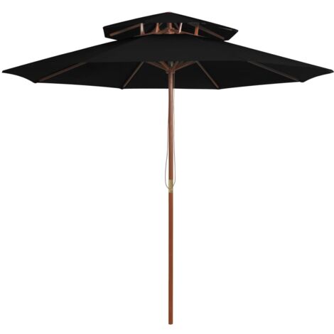 Sombrilla doble con mástil de madera 270 cm color negro 020008442 (1/5)