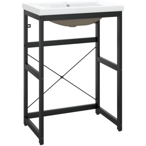 Estructura para lavabo de baño lavabo empotrado 59 x 38 x 83 cm hierro negro 020006780