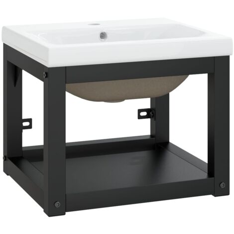 Estructura de lavabo para baño 40 x 38 x 31 cm lavabo empotrado hierro negro 020006781 (1/5)