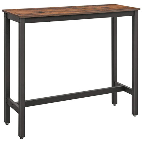 Mesa de bar mesa alta mesa de cocina fina 120 x 40 x 100 cm mesa de comedor con estructura de metal resistente fácil montaje rústico marrón y negro 120002529