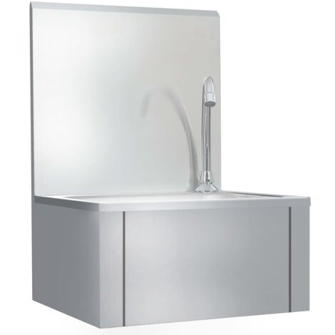 Lavamanos con grifo y dispensador de jabón lavabo sobre encimera comedor cocina taller 56 cm acero inoxidable 020002446 (1/5)