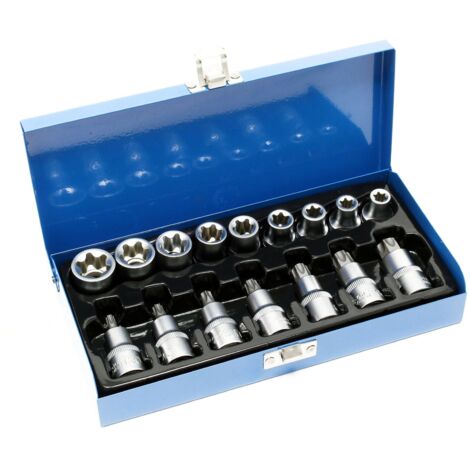 Juego de llaves de vaso Torx macho, 16 piezas, juego de herramientas de llaves de vaso hexagonales para llaves de vaso externas 160002590 (1/3)