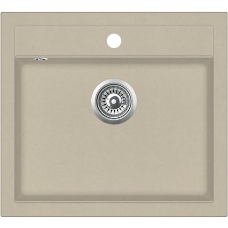 Fregadero de cocina lavabo individual 56,5 x 51 cm granito beige 020002347
