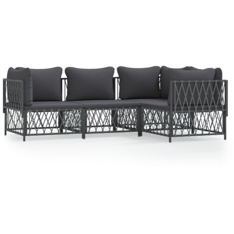 Juego muebles de jardín 4 pzas y cojines acero gris antracita (1/5)