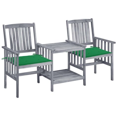Sillas de jardín con mesa de té y cojines gris acacia maciza 020013337 (1/5)