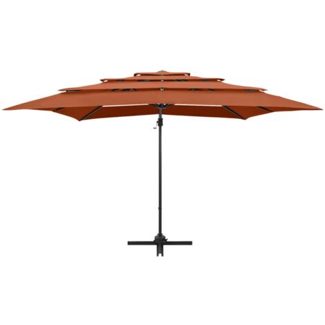 Sombrilla de cuatro niveles con mástil de aluminio 250 x 250 cm naranja 020008796 (1/5)