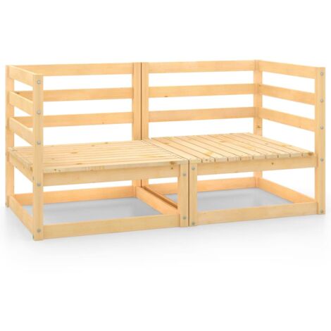 Sofás esquineros de jardín 2 piezas madera maciza de pino 020013307 (1/5)