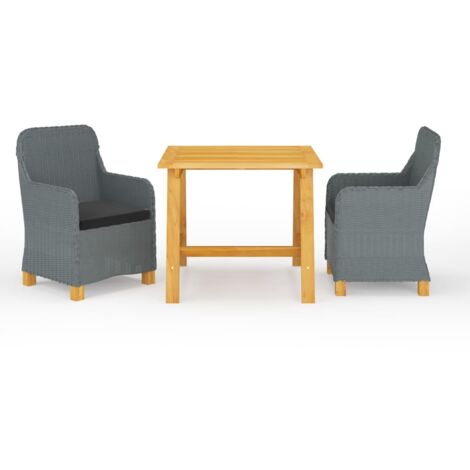 Juego de comedor de jardín muebles de exterior 3 piezas gris claro 020013624 (1/5)