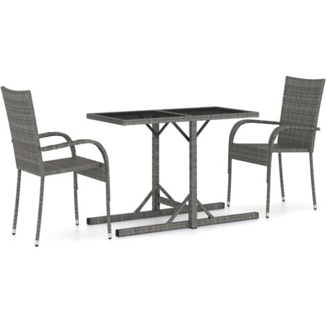 Juego de comedor de jardín muebles de exterior 3 piezas gris 020013620 (1/5)