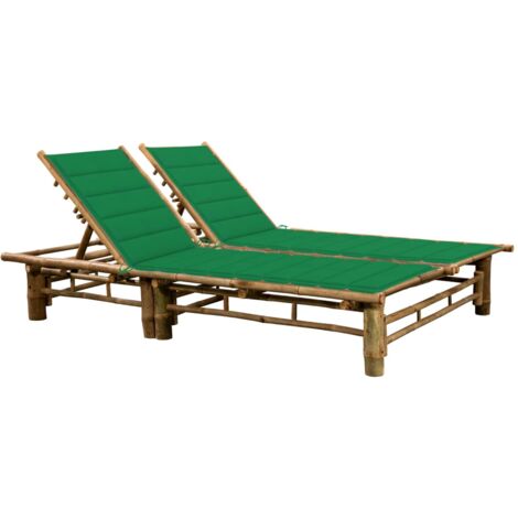 Tumbona tumbona cama de jardín mobiliario de terraza para 2 personas con cojines de bambú 020012897 (1/5)