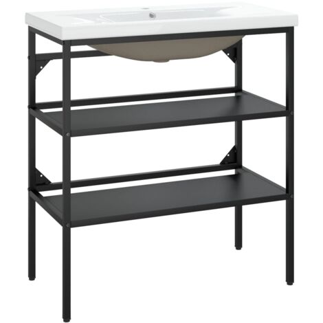 Estructura de lavabo para baño 79 x 38 x 83 cm lavabo empotrado de hierro negro 020006779