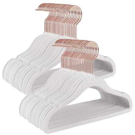 Juego de 50 perchas infantiles de terciopelo con ganchos antideslizantes color oro rosa modelo infantil para faldas vestidos pantalones camisetas blanco 120003385 (1/2)