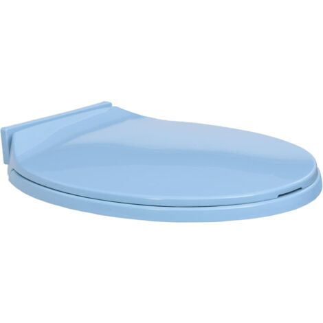 Asiento de inodoro ovalado azul con cierre suave 020002923 (1/5)