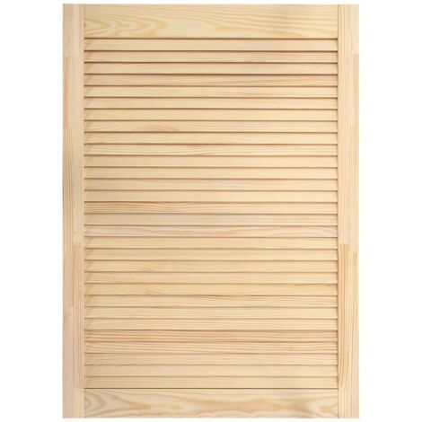 Puerta de persiana, puerta de armario, estante, cubierta de puerta para armario, armario, armario, mampara, 69 x 39,4 cm, madera maciza de pino (1/5)