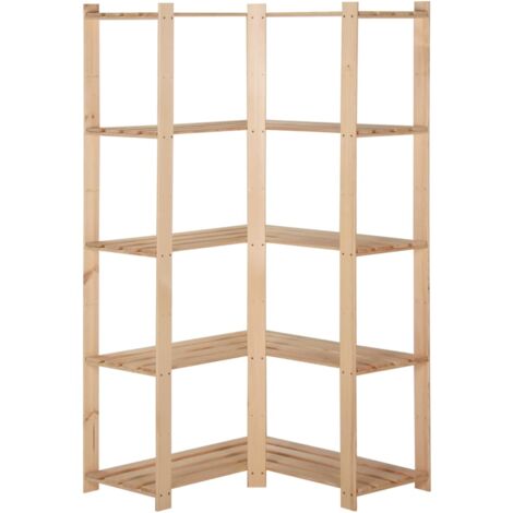 Estante esquinero de almacenamiento, organizador de almacenamiento de 5 niveles, estante de almacén, cocina, sala de estar, sótano, interior, 170cm, pino 020000624